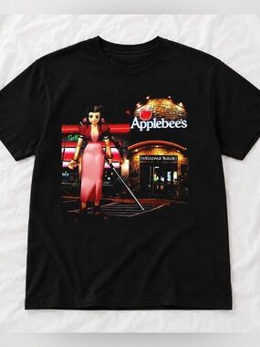 Black Aerith Gainsborough Graphic Tee- Gildan Applebee’s Shirt